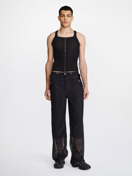 DION LEE | Grid Mesh Parachute Pant | Black