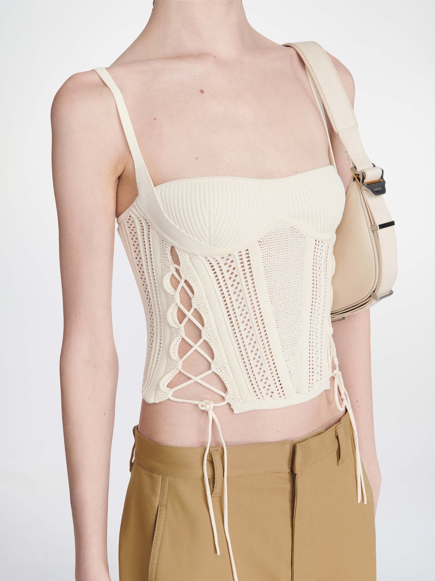 DION LEE Laced Openwork Corset Bone